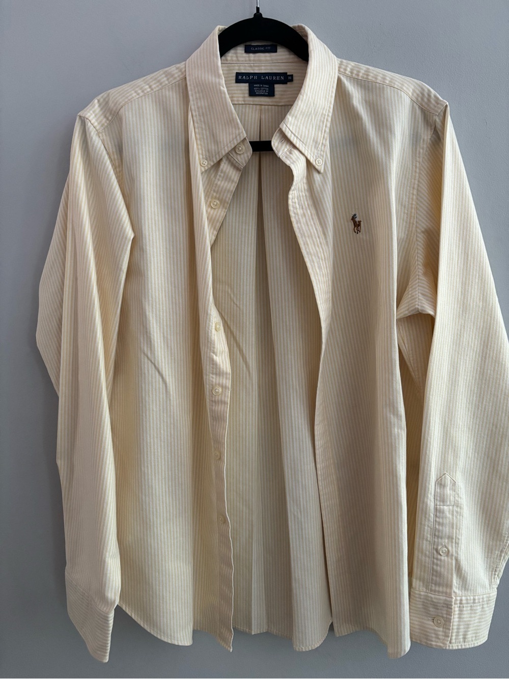 Ralph Lauren Boyfriend Yellow White Striped Button Down Oxford Shirt S/M Luxe